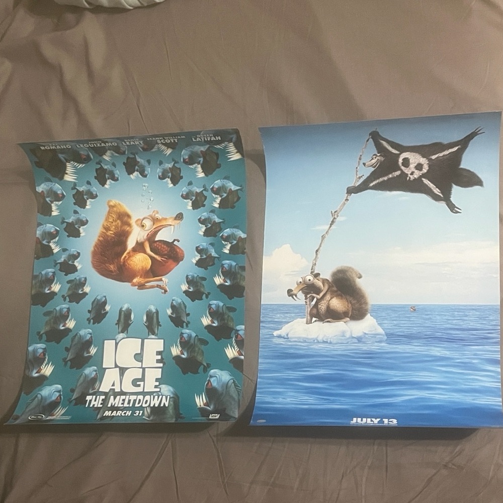 Ice Age BOTH Movie Posters Meltdown,Continental Drift 2006 2011 Fox Disney ORIG